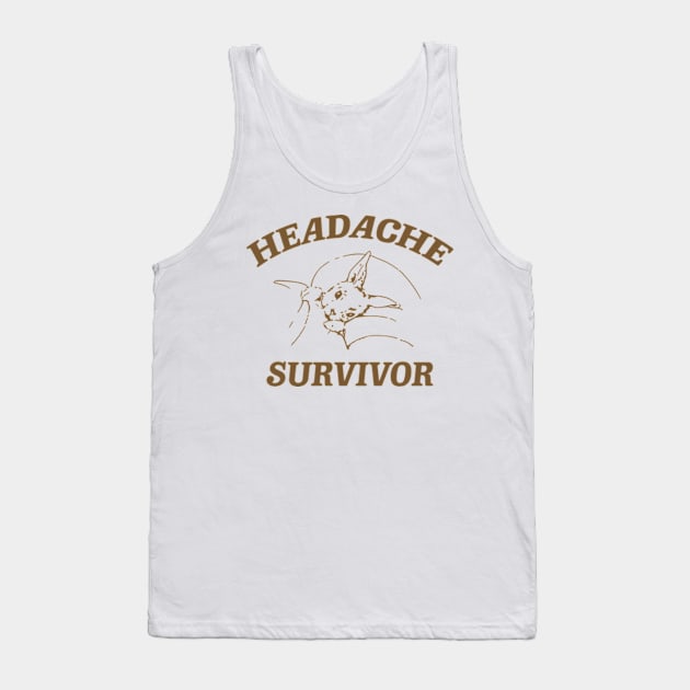 Headache survivor T Shirt, Meme T Shirt, Vintage Cartoon T Shirt, Aesthetic Tee, Unisex Tank Top by Y2KERA